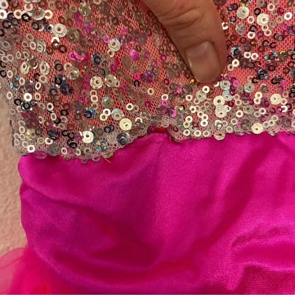 WEISSMAN Dance Costume tutu dress hot pink Girls Just Wanna Have Fun 9142 AS